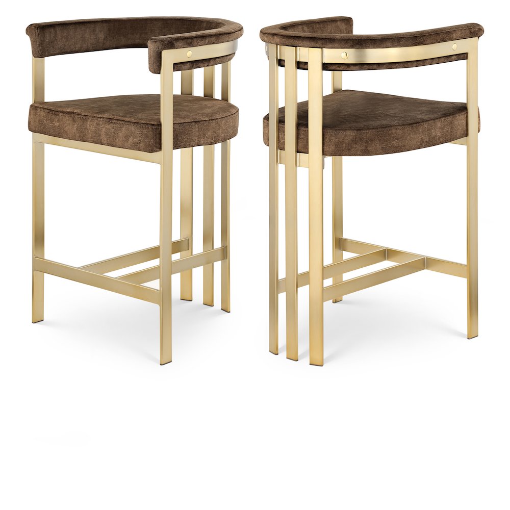 Marcello Brown Velvet Counter Stool, Set of 2