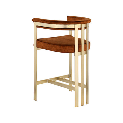 Marcello Cognac Velvet Counter Stool, Set of 2
