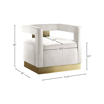 Armani Cream Velvet Accent Chair