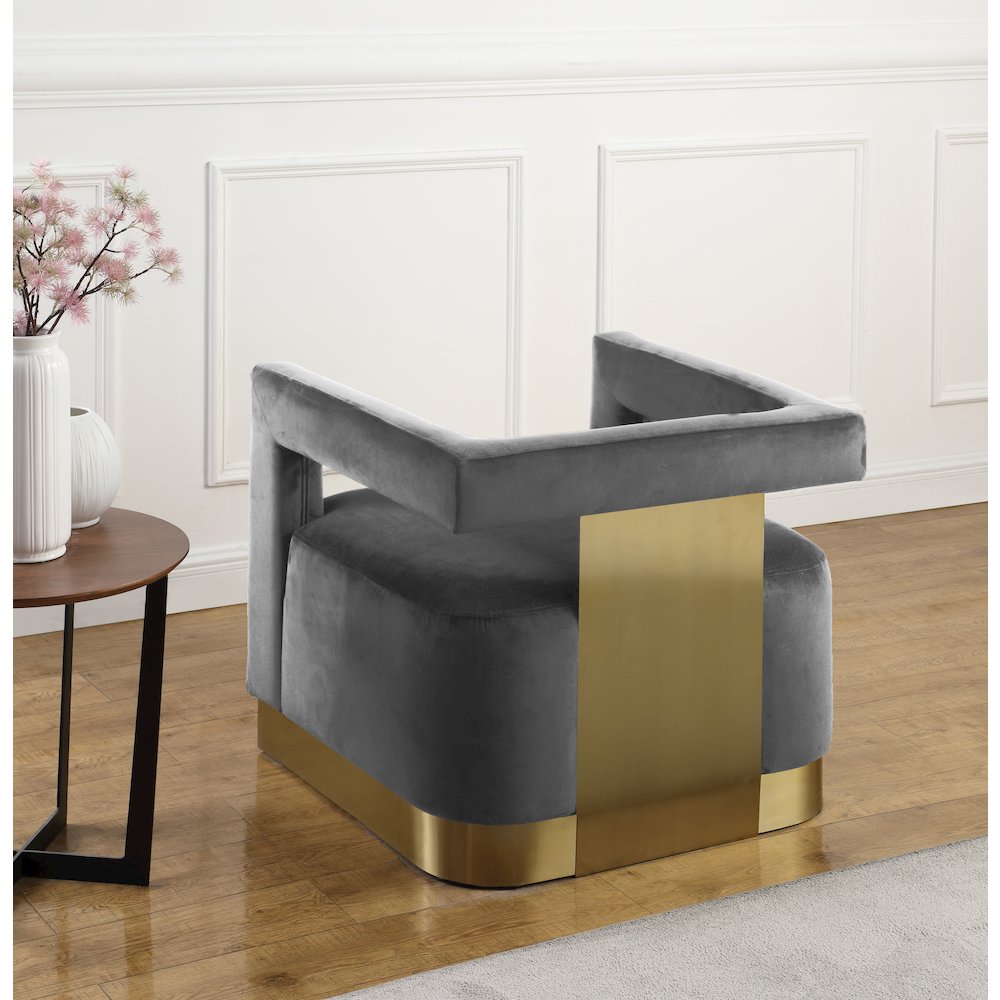 Armani Grey Velvet Accent Chair