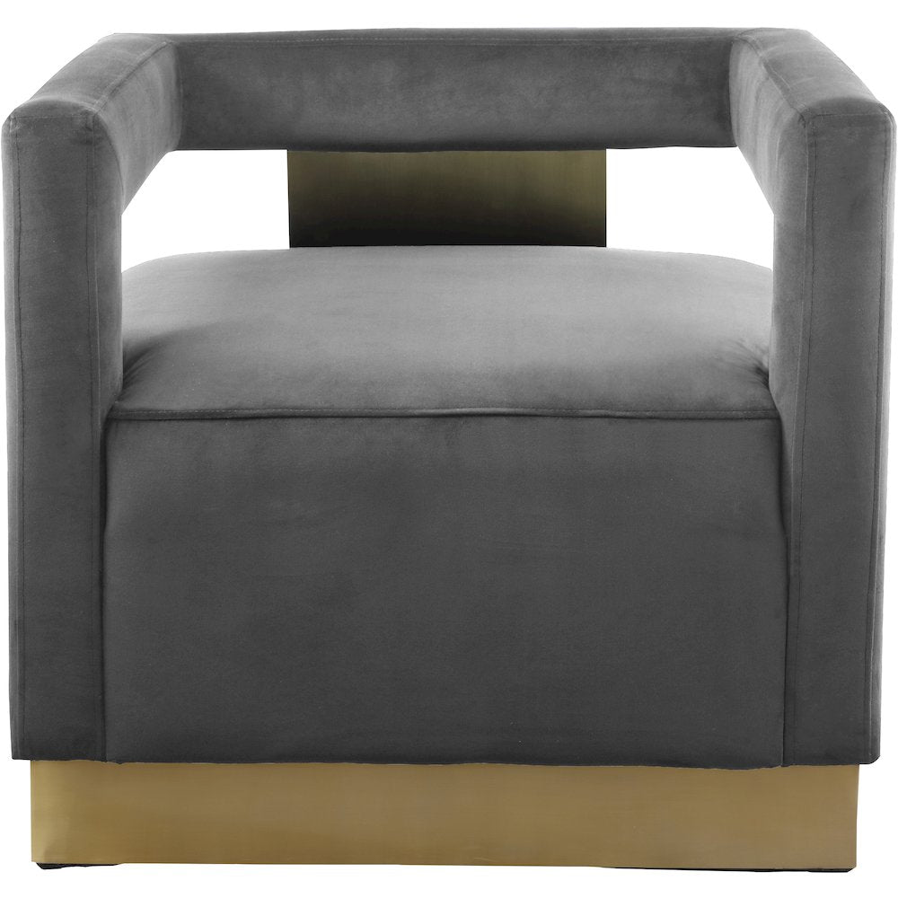 Armani Grey Velvet Accent Chair