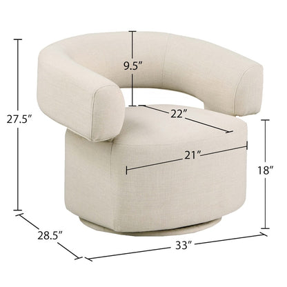 Niya Beige Linen Textured Fabric Swivel Accent Chair