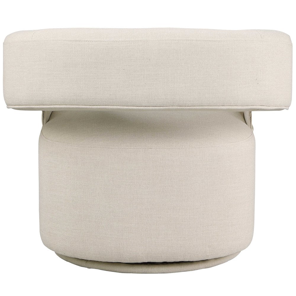 Niya Beige Linen Textured Fabric Swivel Accent Chair