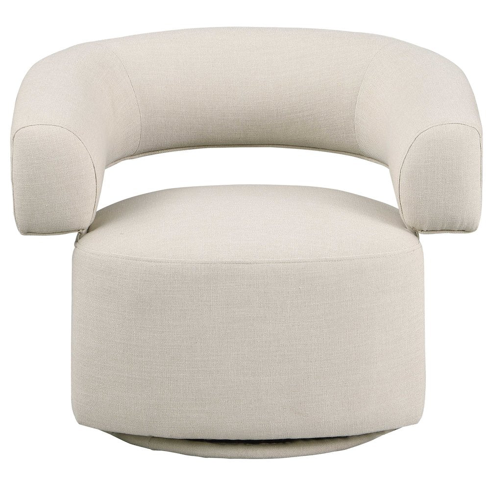 Niya Beige Linen Textured Fabric Swivel Accent Chair