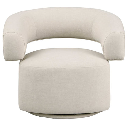 Niya Beige Linen Textured Fabric Swivel Accent Chair