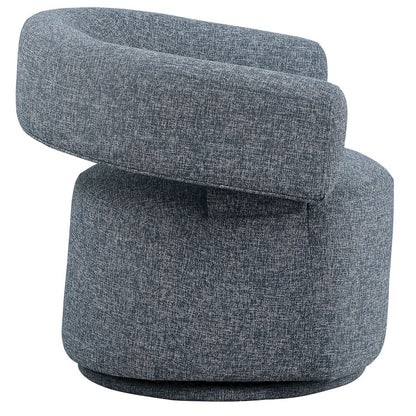 Niya Blue Linen Textured Fabric Swivel Accent Chair