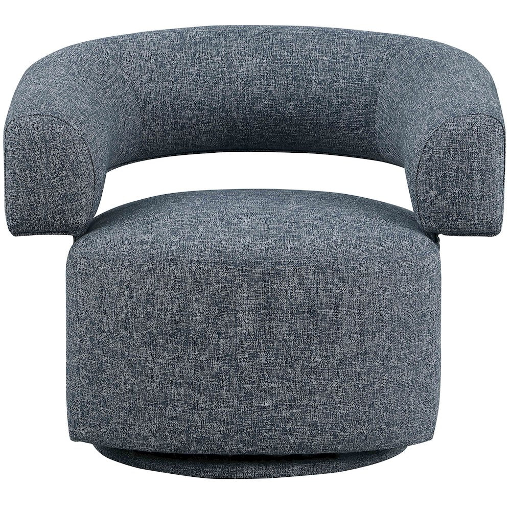 Niya Blue Linen Textured Fabric Swivel Accent Chair