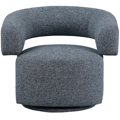 Niya Blue Linen Textured Fabric Swivel Accent Chair