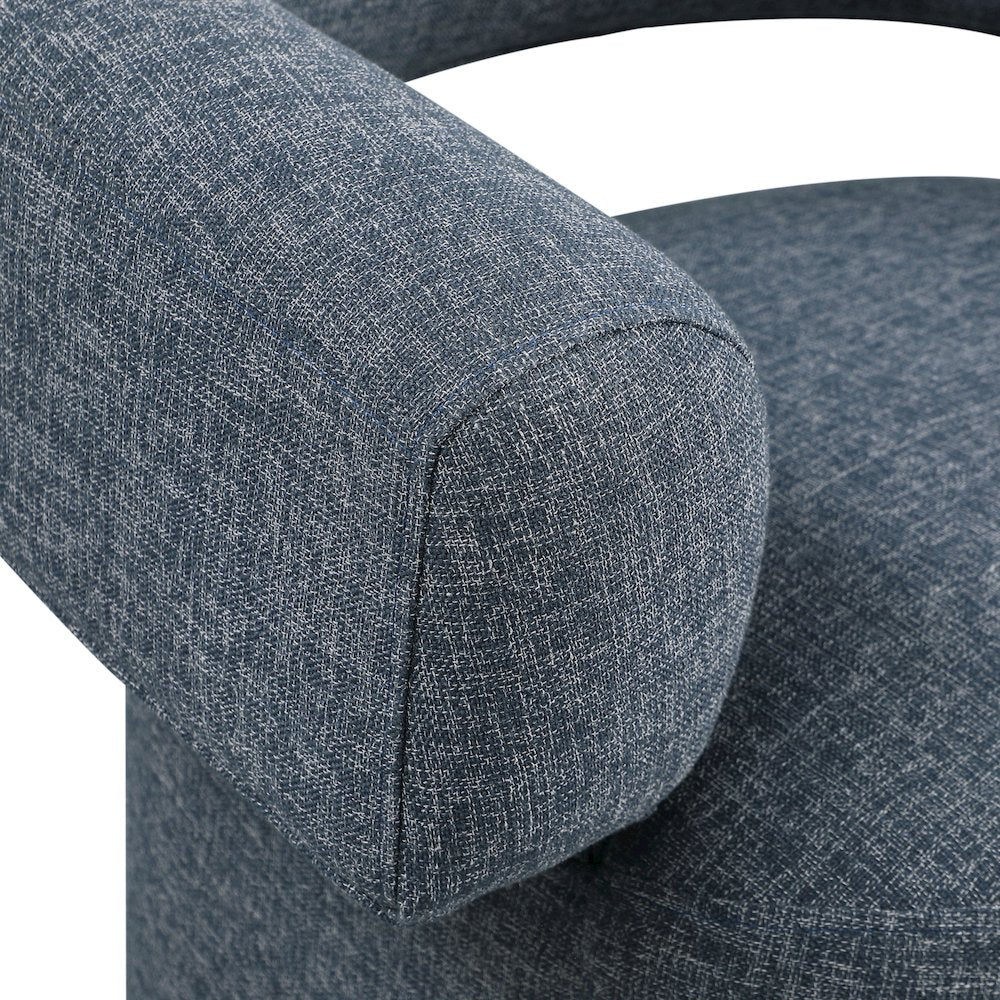 Niya Blue Linen Textured Fabric Swivel Accent Chair