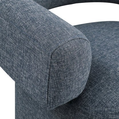 Niya Blue Linen Textured Fabric Swivel Accent Chair