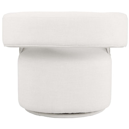 Niya Cream Linen Textured Fabric Swivel Accent Chair