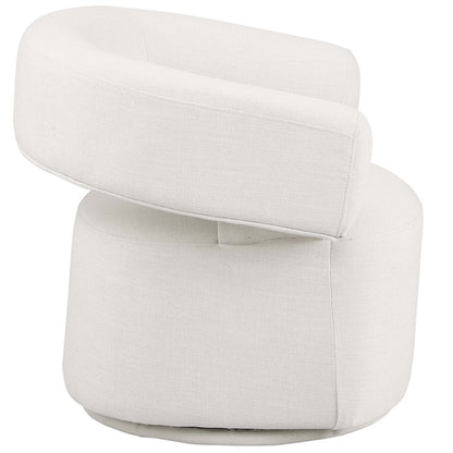 Niya Cream Linen Textured Fabric Swivel Accent Chair