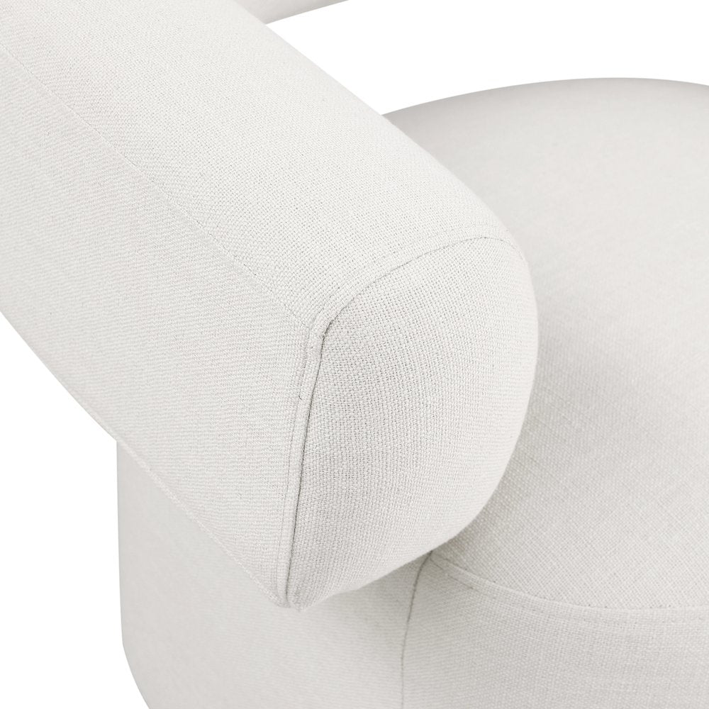 Niya Cream Linen Textured Fabric Swivel Accent Chair