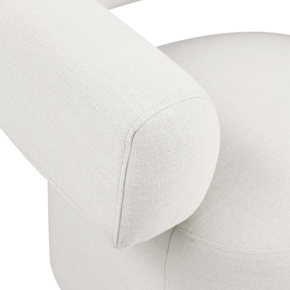 Niya Cream Linen Textured Fabric Swivel Accent Chair