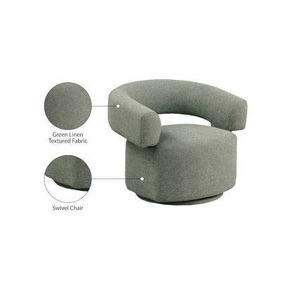 Niya Green Linen Textured Fabric Swivel Accent Chair