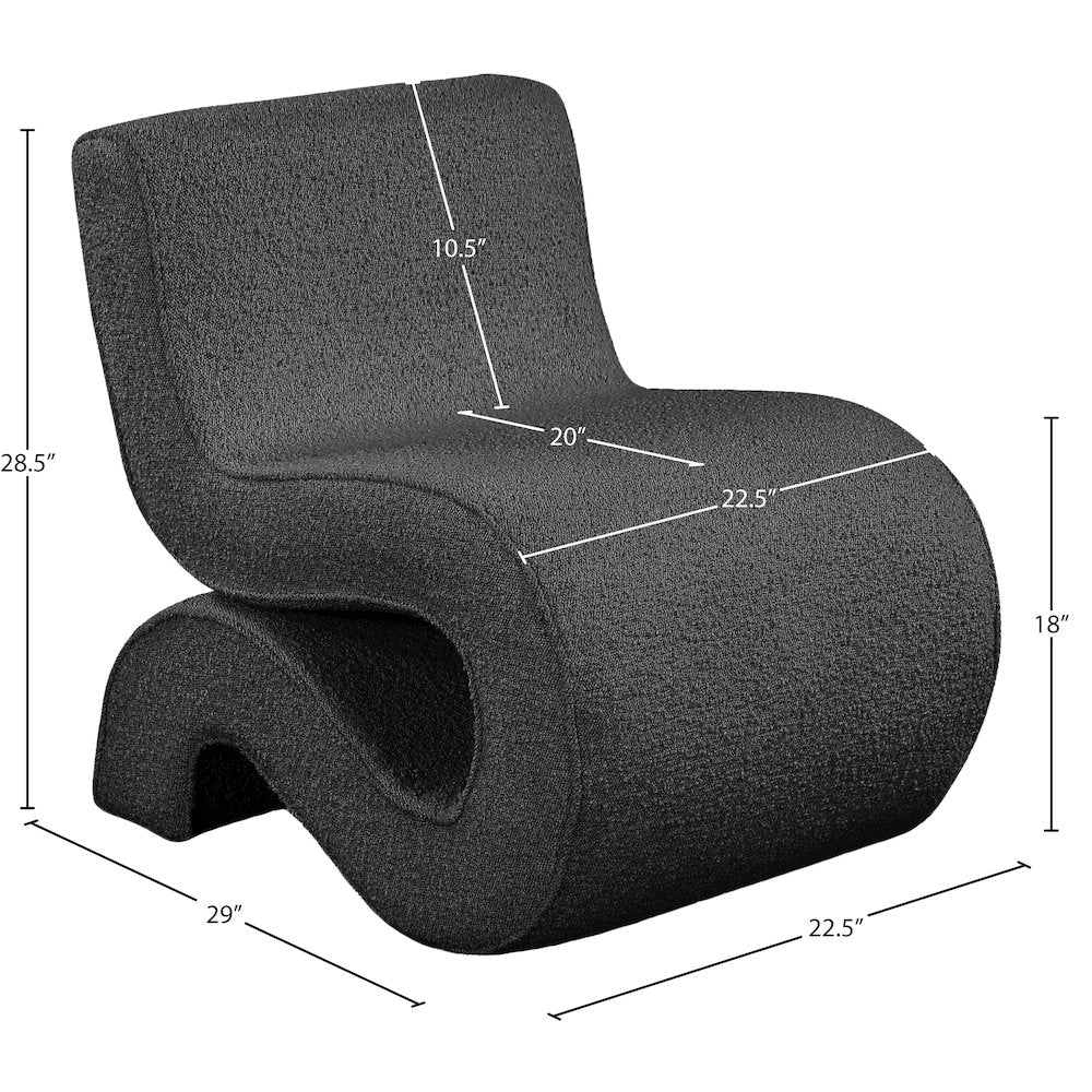 Desiree Black Boucle Fabric Accent Chair
