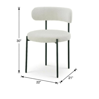Matte Black Boucle Dining Chairs Set of 2 with Contemporary Backrest Design