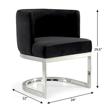 Chrome Dining Chair with Velvet Upholstery and Contemporary Design