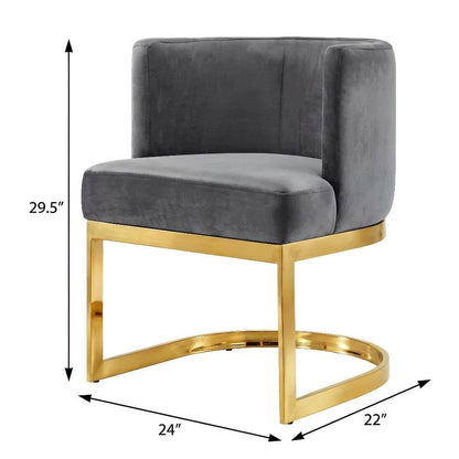 Gold Velvet Dining Chair with Armrests and Contemporary Design