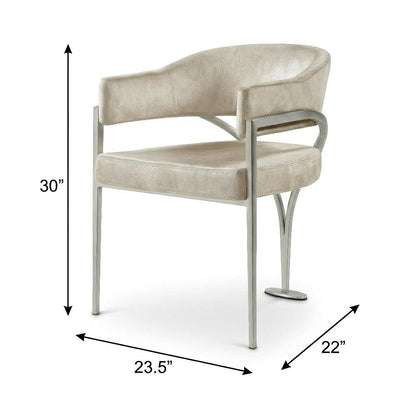 Silver Velvet Dining Chairs Set of 2 with Armrests and Contemporary Design