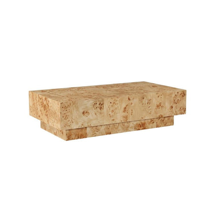 Rustic Natural Burl Coffee Table with Pedestal Base in Mid Century Style