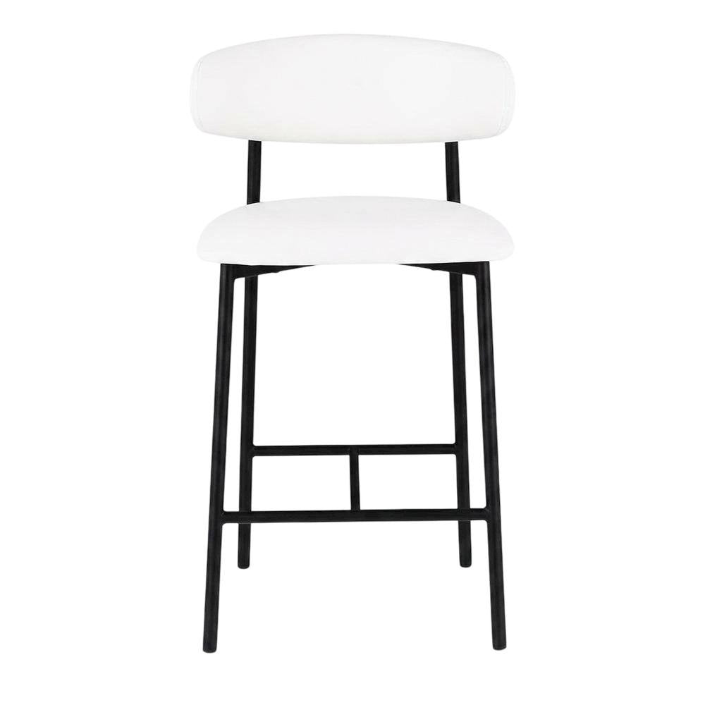 Vegan Leather Counter Stools with Back, Kitchen Island, Off-White, Set of 2