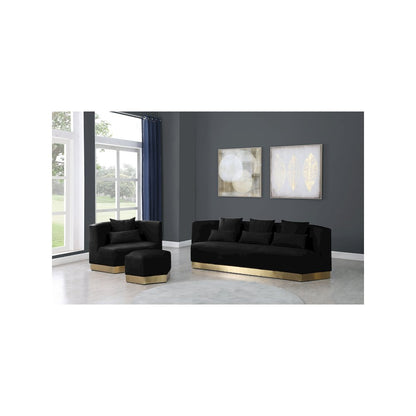 Marquis Black Velvet Ottoman