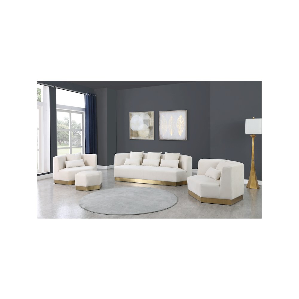 Marquis Cream Velvet Ottoman