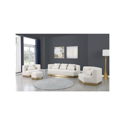 Marquis Cream Velvet Ottoman