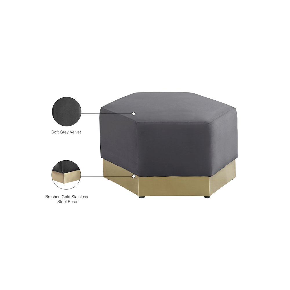 Marquis Grey Velvet Ottoman