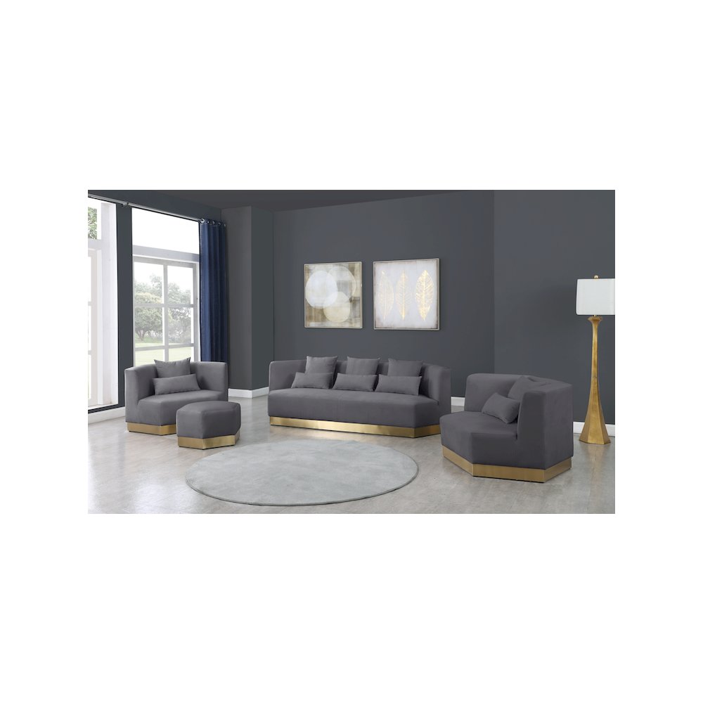 Marquis Grey Velvet Ottoman