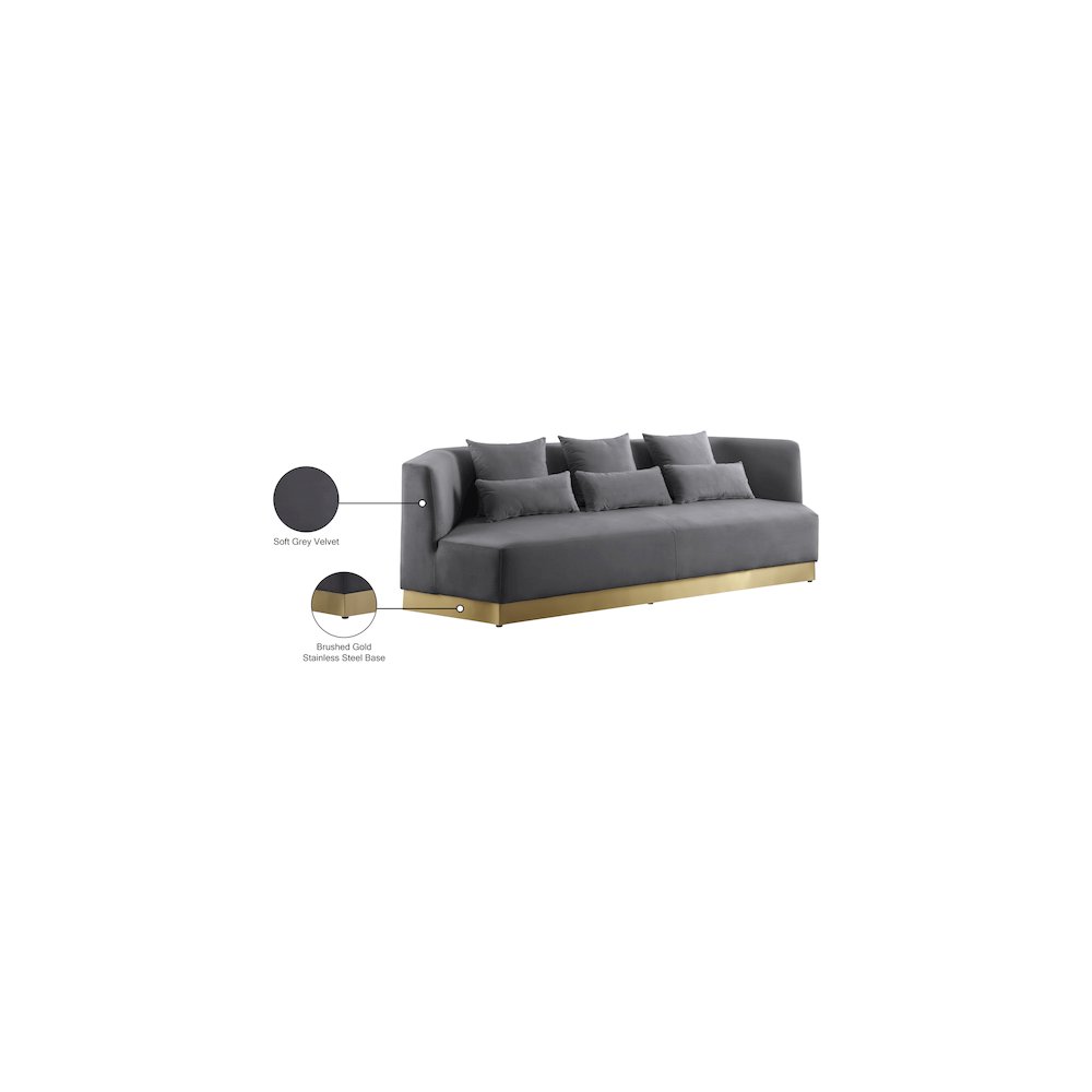 Marquis Grey Velvet Sofa