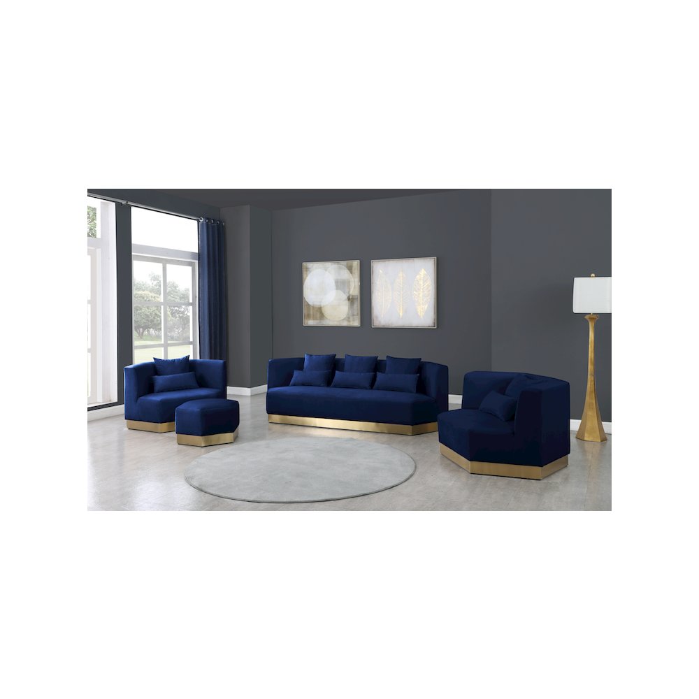 Marquis Navy Velvet Ottoman