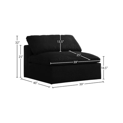 Serene Black Linen Textured Fabric Deluxe Comfort Modular Armless Chair