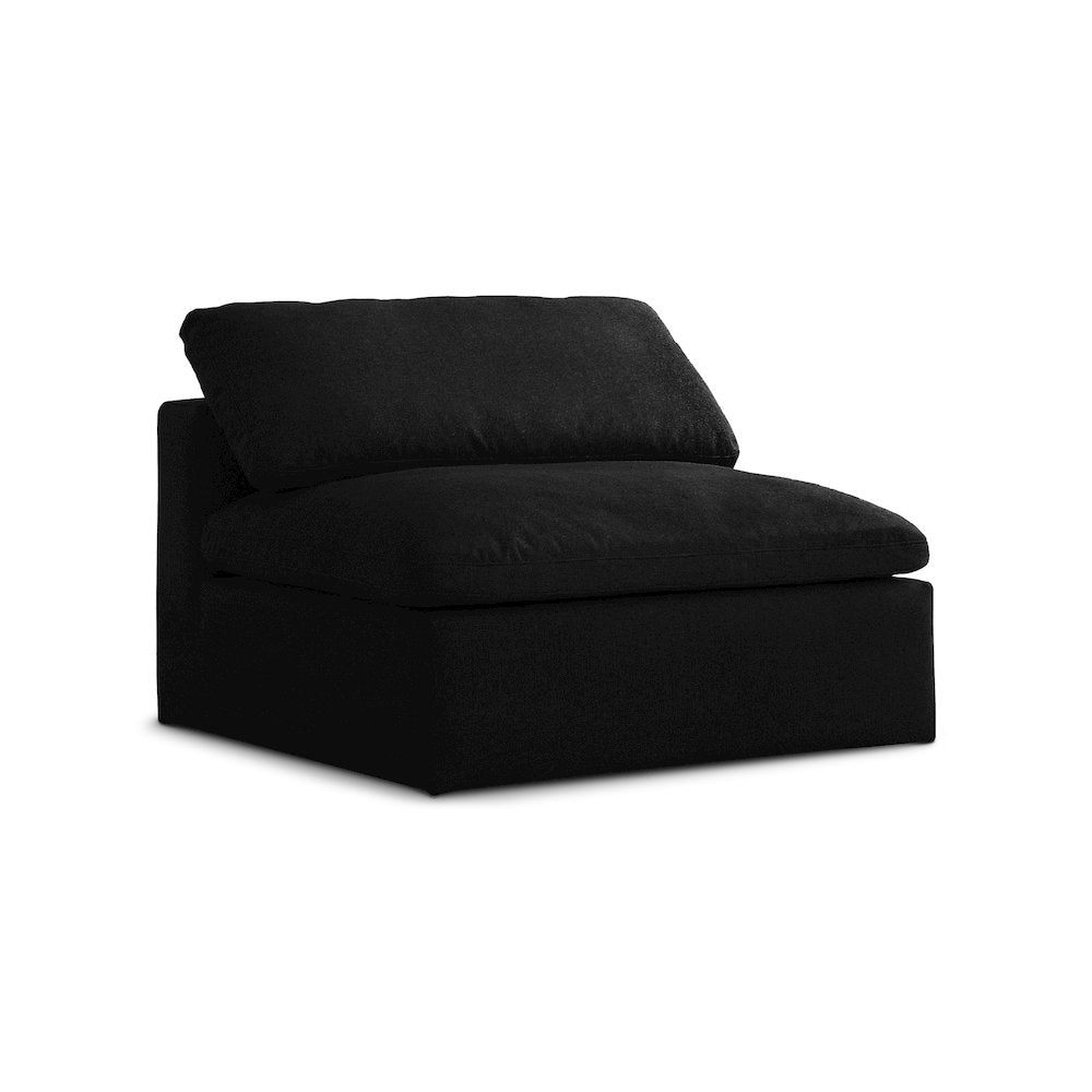 Serene Black Linen Textured Fabric Deluxe Comfort Modular Armless Chair