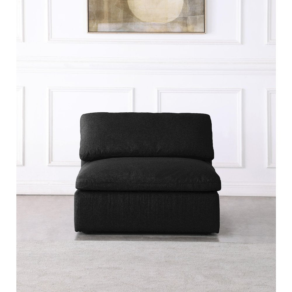 Serene Black Linen Textured Fabric Deluxe Comfort Modular Armless Chair