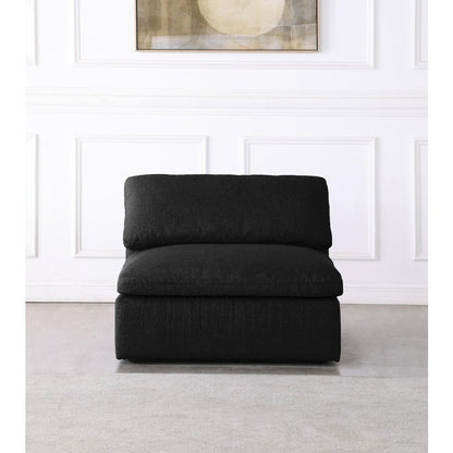 Serene Black Linen Textured Fabric Deluxe Comfort Modular Armless Chair