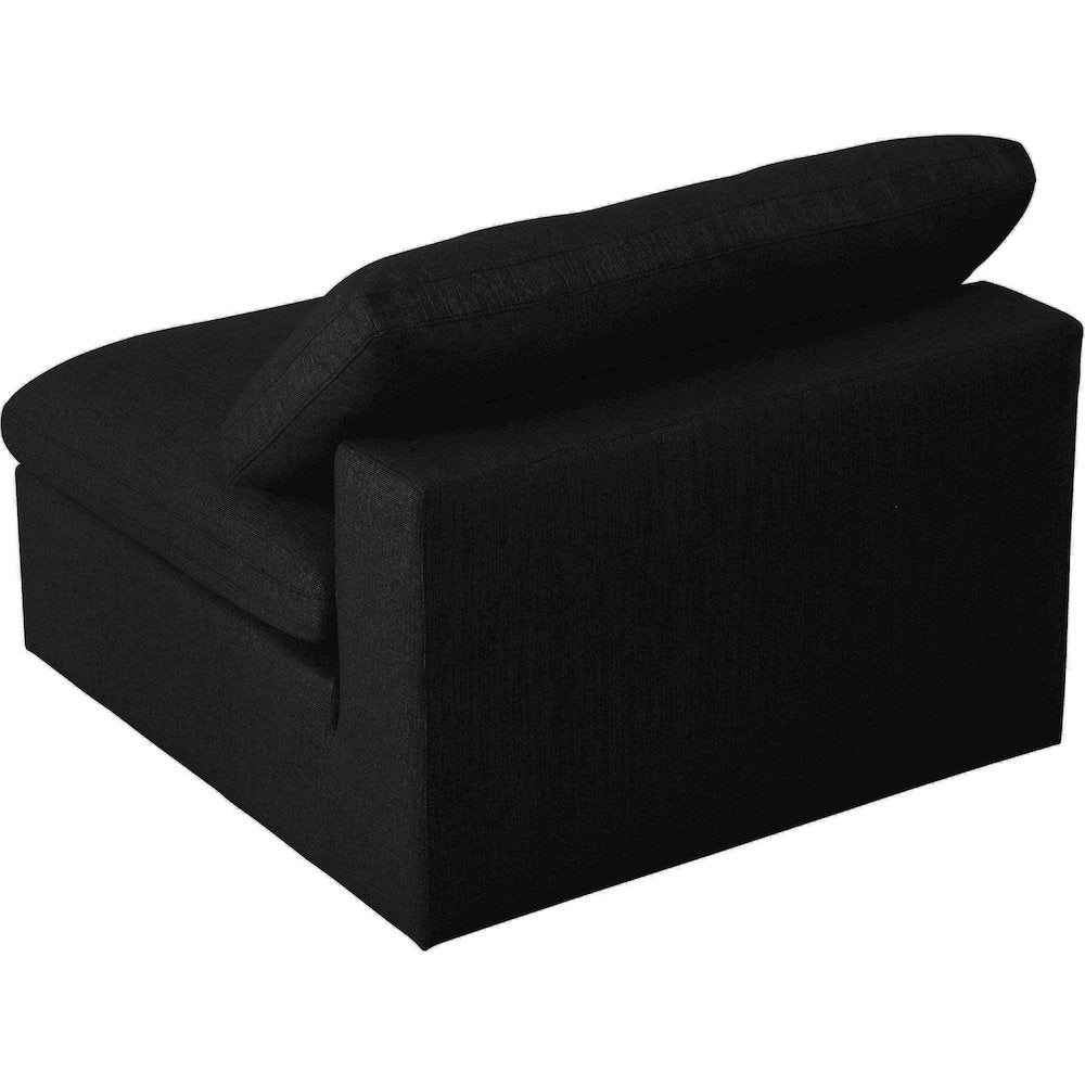 Serene Black Linen Textured Fabric Deluxe Comfort Modular Armless Chair