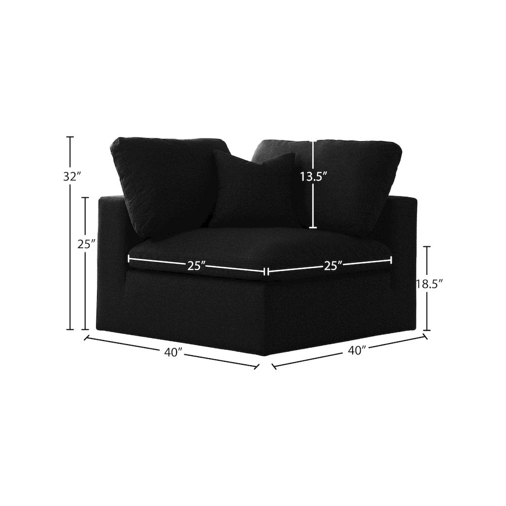 Serene Black Linen Textured Fabric Deluxe Comfort Modular Corner Chair