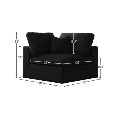 Serene Black Linen Textured Fabric Deluxe Comfort Modular Corner Chair
