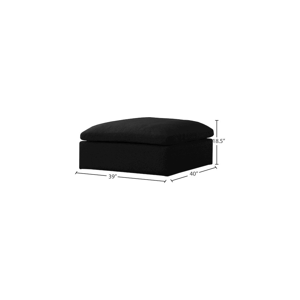 Serene Black Linen Textured Fabric Deluxe Comfort Modular Ottoman
