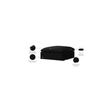 Serene Black Linen Textured Fabric Deluxe Comfort Modular Ottoman