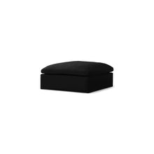 Serene Black Linen Textured Fabric Deluxe Comfort Modular Ottoman