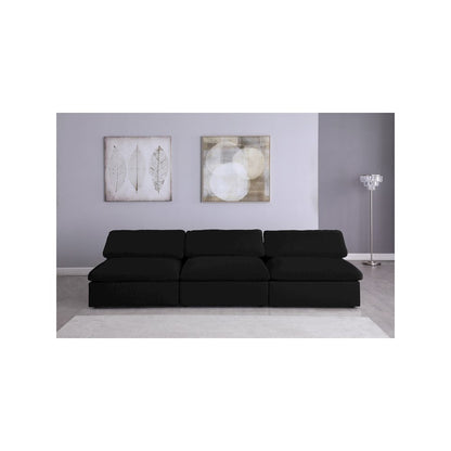 Serene Black Linen Textured Fabric Deluxe Comfort Modular Armless Sofa