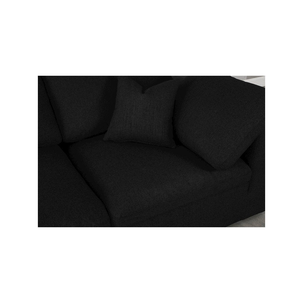 Serene Black Linen Textured Fabric Deluxe Comfort Modular Sofa