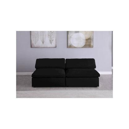 Serene Black Linen Textured Fabric Deluxe Comfort Modular Armless Sofa