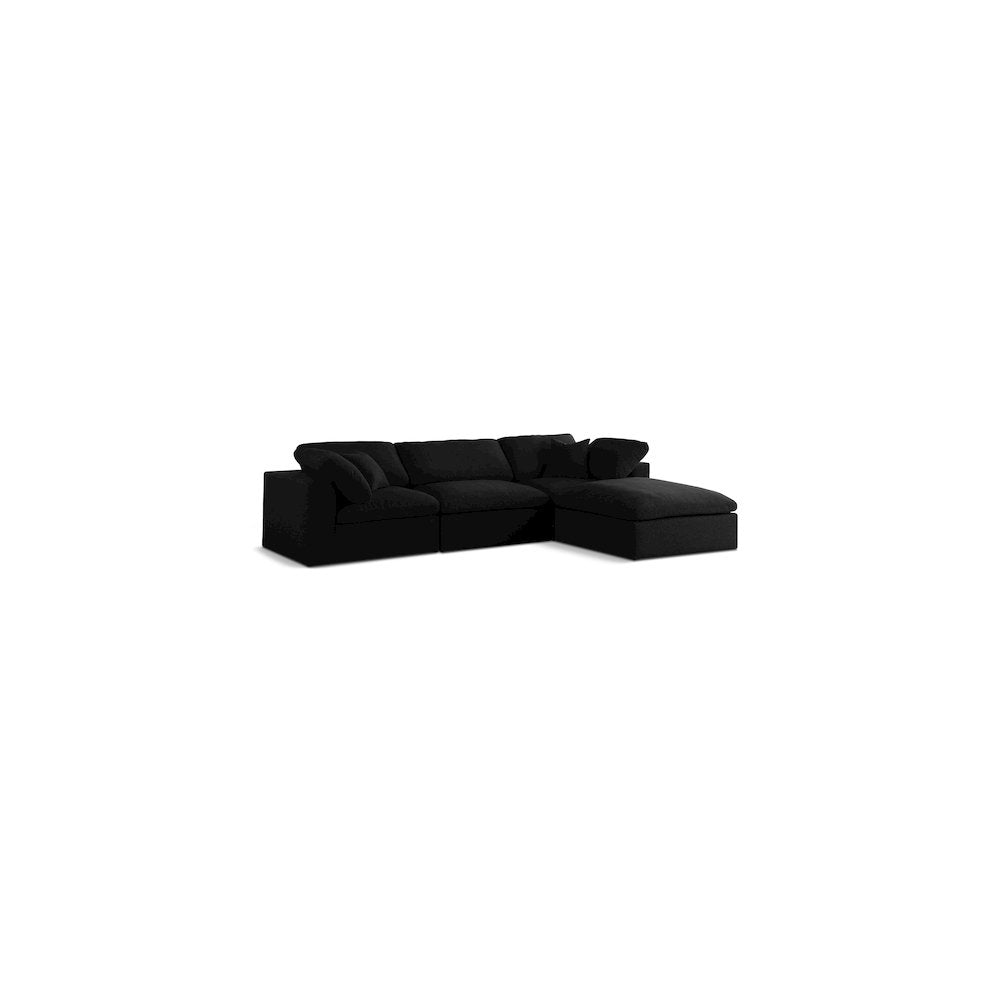 Serene Black Linen Textured Fabric Deluxe Comfort Modular Sectional