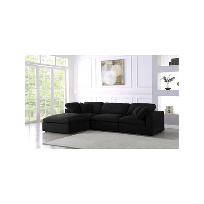 Serene Black Linen Textured Fabric Deluxe Comfort Modular Sectional