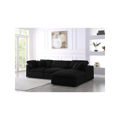 Serene Black Linen Textured Fabric Deluxe Comfort Modular Sectional