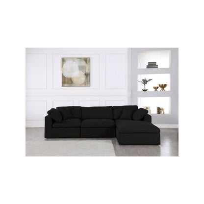 Serene Black Linen Textured Fabric Deluxe Comfort Modular Sectional